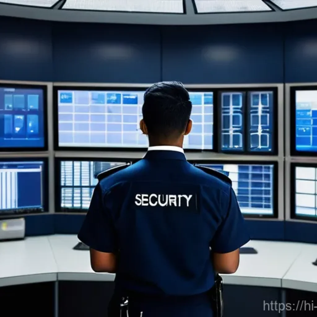 경비지도사 실무 경험 쌓는 방법 - **Prompt:** "A young, attentive security assistant in a well-lit, modern security control room, wear...