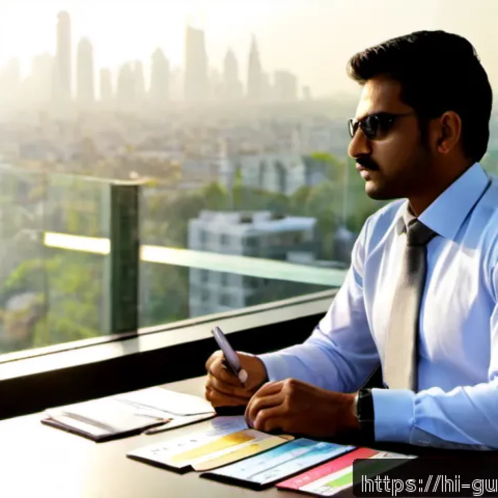 경비지도사 자격증 취득 후 커리어 플랜 - Photorealistic career-planning scene in a modern Indian office, a confident Indian security professi...