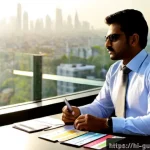 Home 23 경비지도사 자격증 취득 후 커리어 플랜 - Photorealistic career-planning scene in a modern Indian office, a confident Indian security professi...